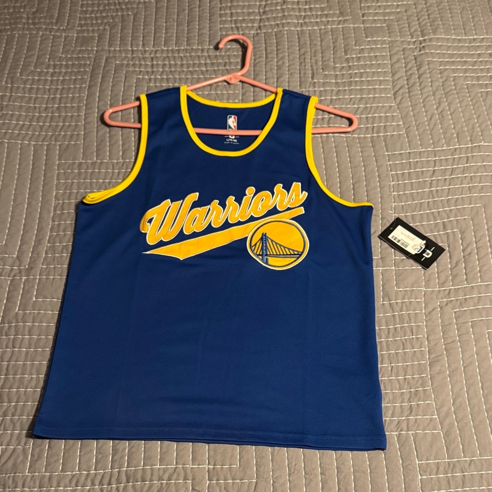 Steph Curry Y- Large NBA Warriors Blue and Yellow Kids Jersey